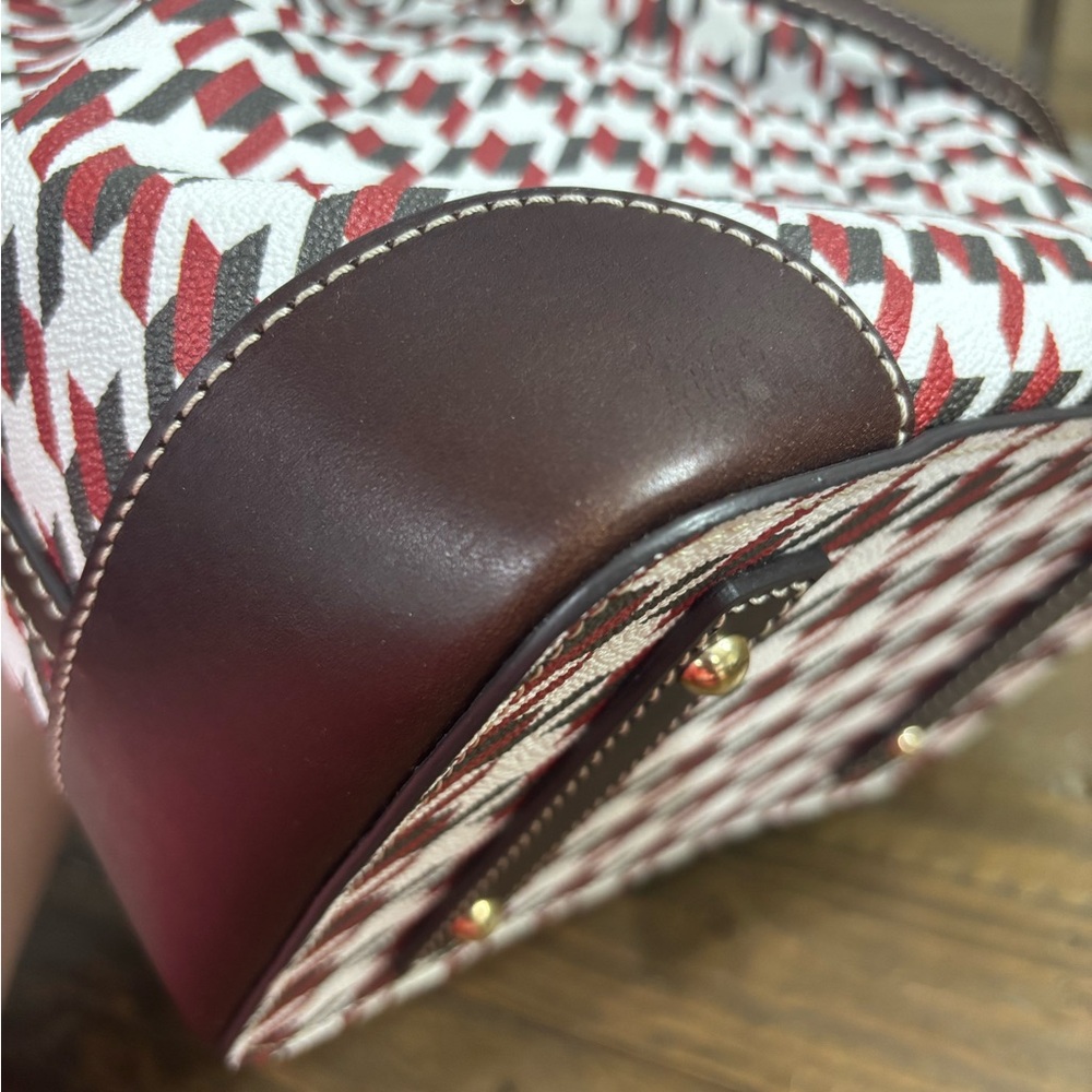 Dooney & Bourke Houndstooth Drawstring Crossbody Bucket Bag - Picture 8 of 14